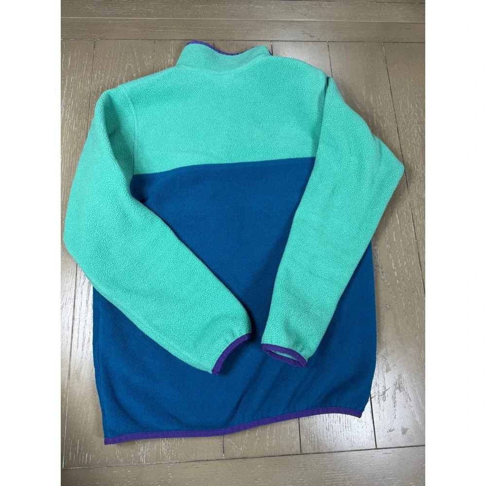 Patagonia Synchilla Snap-T Fleece Pullover XL 14 Blue Teal Colorblock 90's‎ Y2K